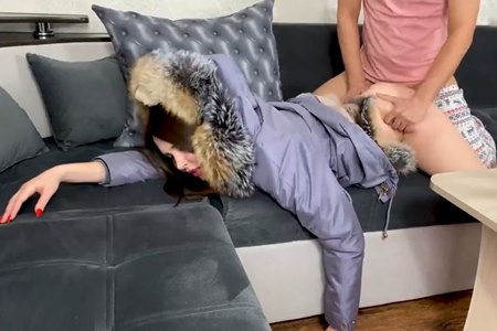 Falling asleep drunken in a jacket and without panties is like the best morning surprise for her bro.